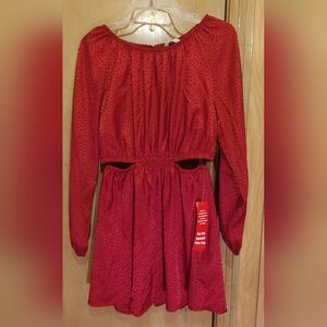 NWT Speechless Dress Womens Size L Mini Leopard Print Satin Cutout Sides